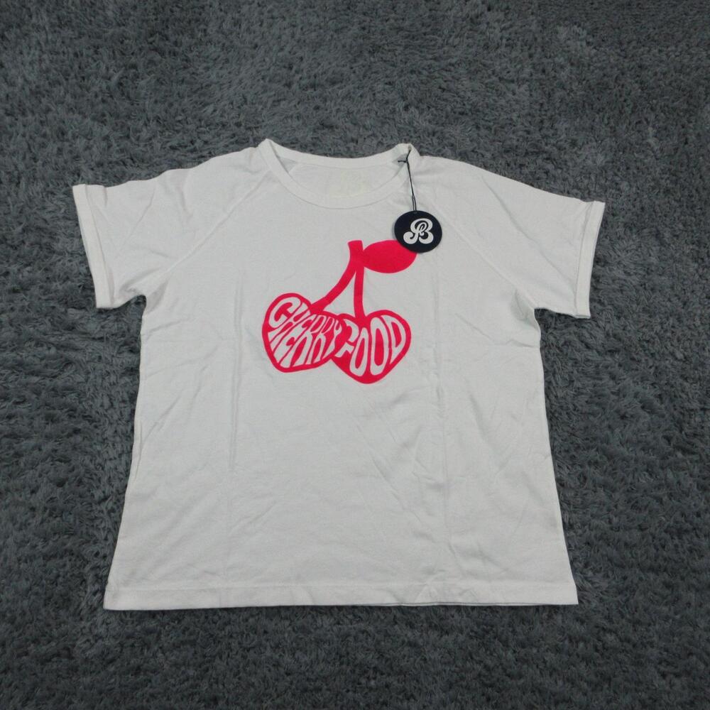 St. Berts Shirt Womens XL White Cherry Good Graphic Raglan Short Sleeve Tee NWT